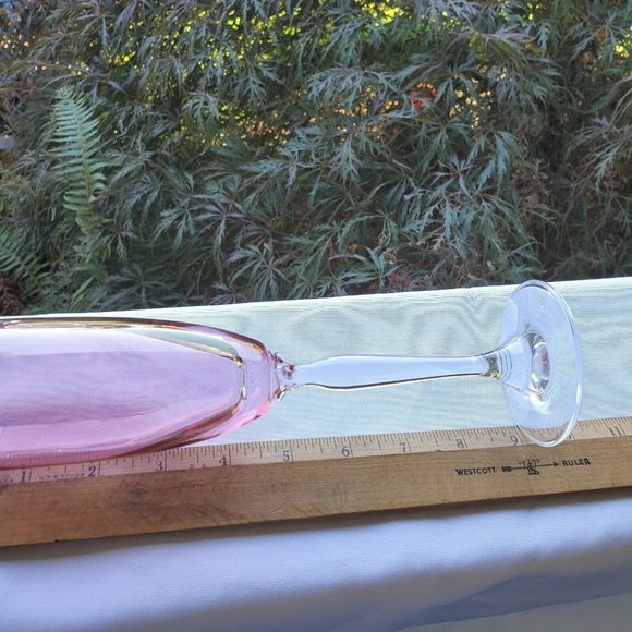 Pier 1 Iridescent Rose Pink Champagne Flutes Set flower stem top - Picture 8 of 9